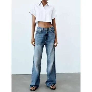 Tankaneo Womens Button Down Shirts Cropped Short Sleeve Casual Crop Tops Blouses with Pockets White