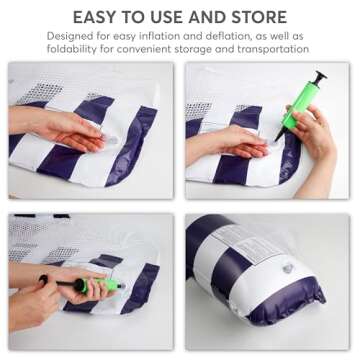 4 Pack Inflatable Hammock Pool Floats with Air Pump and Ball. 4-in-1 Design Conversion. Adult Size Pool Floaties Toys, Multi-Purpose Floats for Swimming Pool, Saddle, Lounge Chair, Hammock, Drifter.