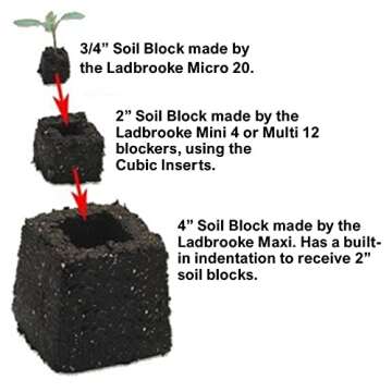 Ladbrooke Authentic Soil Block Maker Mini 4 Hand Held - Most Popular Soil Blocking Tool, Made in England
