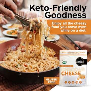 Healthier Comforts Organic Cheddar Cheese Powder | Gluten Free, Keto-Friendly, Non-GMO, Antibiotic & Hormone Free | Perfect for Popcorn Seasoning, Mac and Cheese, Pasta & Sauces (7 oz)