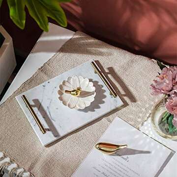 StonePlus Marble Serving Tray with Handles, Elegant & Chic