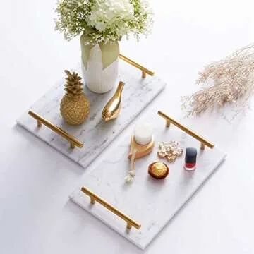 StonePlus Marble Serving Tray with Handles, Elegant & Chic