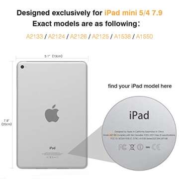 MoKo Case Fit New iPad Mini 5 2019/Mini 4 2015 (5th/4th Generation 7.9 inch), Slim Lightweight Smart Shell Stand Cover with Translucent Frosted Back Protector, with Auto Wake/Sleep,Space Gray