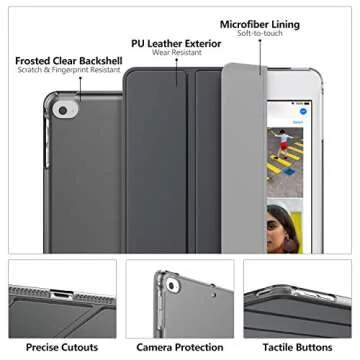 MoKo Case Fit New iPad Mini 5 2019/Mini 4 2015 (5th/4th Generation 7.9 inch), Slim Lightweight Smart Shell Stand Cover with Translucent Frosted Back Protector, with Auto Wake/Sleep,Space Gray