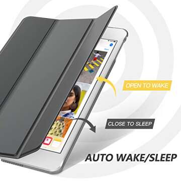 MoKo Case Fit New iPad Mini 5 2019/Mini 4 2015 (5th/4th Generation 7.9 inch), Slim Lightweight Smart Shell Stand Cover with Translucent Frosted Back Protector, with Auto Wake/Sleep,Space Gray