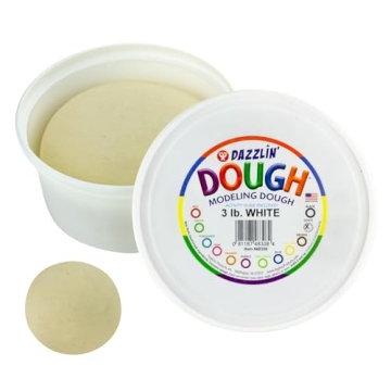 Hygloss Products Dazzlin’ Modeling Dough – Non-Toxic Christmas Craft Dough, Unscented, White, 3l...