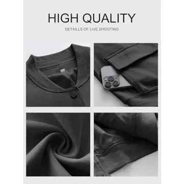 Trendy ANRABESS Women's Cropped Bomber Jacket with Pockets