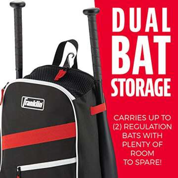 Franklin Sports MLB Baseball Batpack Bag - Youth Baseball, Softball and Teeball Bag - Equipment Back...