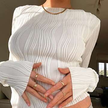 MISSACTIVER Women's Ruched O-Neck Crop T-Shirt - Chic Style