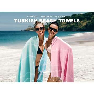 SEEBOTTLE Turkish Beach Towels (71" X 38", 2 Pack), 100% Cotton Large Soft Lightweight and Quick Dry Oversized Stylish for Travel or Pool