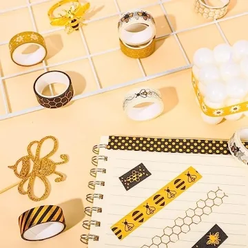 Whaline 12 Rolls Bee Washi Tape - DIY Gold Foil Designs