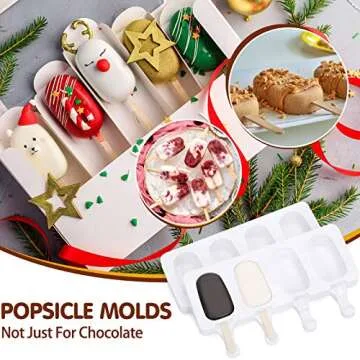 123 Pcs Heart Silicone Molds Set for Chocolate Includes 1x Breakable Heart Mold,2x Cocoa Bomb Molds,1x 8 Cavities Heart Mold,15x Wood Hammers,2x Number and Letter Molds,2x Popsicle Molds,100x Sticks