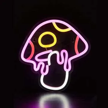 LED Neon Mushroom Sign - USB Powered Night Light for Kids