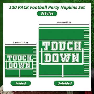120pcs Football Party Napkins Supplies Disposable Football Birthday Paper Napkins Set Decorations for Sport Events Football Frenzy Game Time Tailgate Party Favors, 3 Design