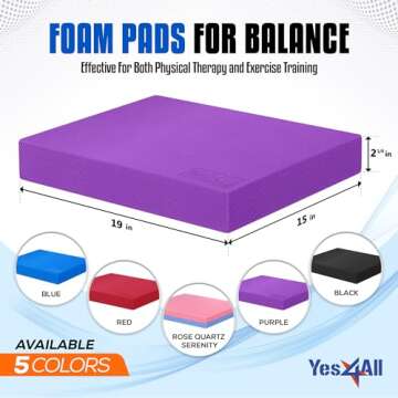 Yes4All Large Foam Balance Pad - Non-Slip Yoga & Strength Training Mat