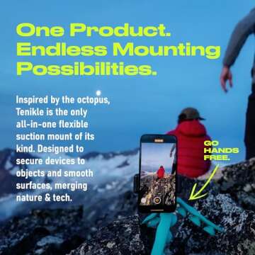 Tenikle® PRO - Flexible Tentacle Tripod for Mobile Phone and Action Camera GoPro, Insta360, DJI Osmo, As Seen on Shark Tank, Bendable Suction Cup Camera Mount & Holder, iPhone & Android Compatible