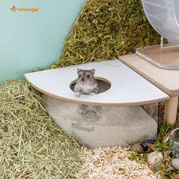 Niteangel Animal Sand-Bath Box - Acrylic Critter's Sand Bath Shower Room & Digging Sand Container for Hamsters Mice Lemming Gerbils or Other Small Pets (Triangle, White)