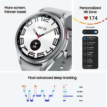 Samsung Galaxy Watch 6 Classic 47mm Bluetooth Smartwatch, Rotating Bezel, Fitness Tracker, Personali...