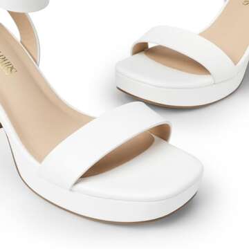 DREAM PAIRS Platform Heels for Women High Block Chunky Open Toe Ankle Strap Heels Fashion Wedding Party Evening Prom Dance Dress Pump Sandals Shoes,Size 8.5,White-PU,SDHS2420W