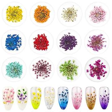 JOYJULY 2 Boxes Dry Flowers for Nails, 24 Colors Nail Dried Flowers Mini Natural Real Dry Flowers Nail Art Supplies 3D Applique for Nail Art Design Manicure Decoration
