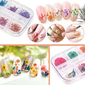 JOYJULY 2 Boxes Dry Flowers for Nails, 24 Colors Nail Dried Flowers Mini Natural Real Dry Flowers Nail Art Supplies 3D Applique for Nail Art Design Manicure Decoration