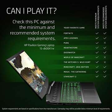 HP Pavilion Gaming 15-Inch Laptop, Intel Core i5-9300H, NVIDIA GeForce GTX 1650, 12GB RAM, 256GB SSD, Windows 10 (15-dk0041nr, Black)
