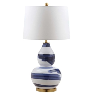 SAFAVIEH Lighting Collection Aileen Abstract Blue/ Gold Brushstroke 33-inch Bedroom Living Room Home Office Desk Nightstand Table Lamp (LED Bulb Included)