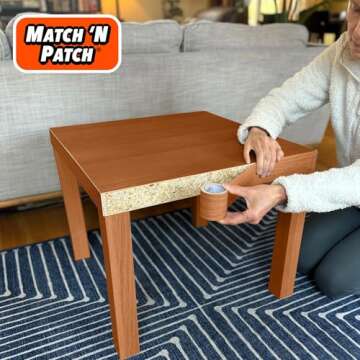 MATCH 'N PATCH Realistic Wood Grain Repair Tape - Durable Multi-Use Adhesive Tape for Furniture, Floors, Cabinets, Windows, Doors, RV, Home Decor & DIY Projects - Wheat Maple, 2.25 in x 15 feet