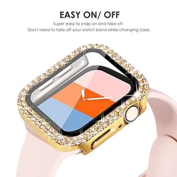 KADES Compatible for Bling Apple Watch Protective Case with Built-in Screen Protector for Apple Watch 38mm iWatch Series 3 2 1 (38mm, Gold)
