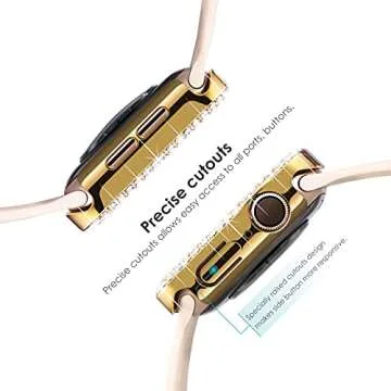 KADES Compatible for Bling Apple Watch Protective Case with Built-in Screen Protector for Apple Watch 38mm iWatch Series 3 2 1 (38mm, Gold)
