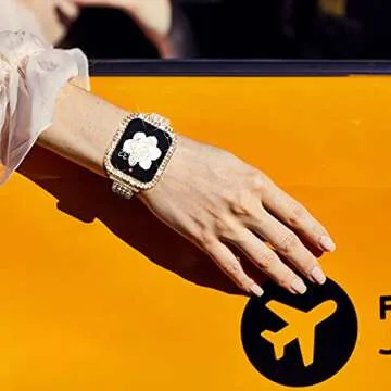 KADES Compatible for Bling Apple Watch Protective Case with Built-in Screen Protector for Apple Watch 38mm iWatch Series 3 2 1 (38mm, Gold)