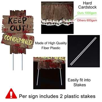 GABOSS Halloween Beware Signs for Outdoor Spooky Decor