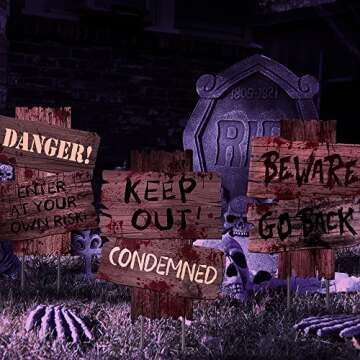 GABOSS Halloween Beware Signs for Outdoor Spooky Decor