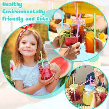 Meanplan 4 Sets Silicone Straws with Case Reusable Silicone Foldable Portable Drinking Straw Set for Party Travel Cold or Hot with 4 Carry Case, 4 Cleaning Brushes 7 5/7 Inch Long (Classic Color)