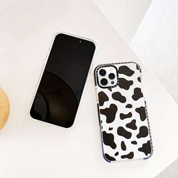 Abbery Designed for iPhone 12/iPhone 12 Pro Case Cow, Cute Clear with Cow Print Pattern Design Soft ...