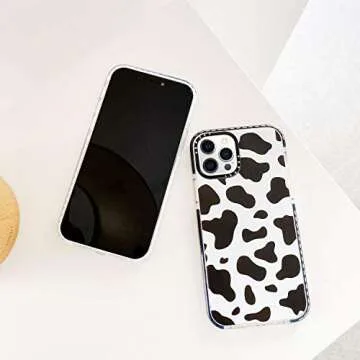 Abbery Designed for iPhone 12/iPhone 12 Pro Case Cow, Cute Clear with Cow Print Pattern Design Soft ...