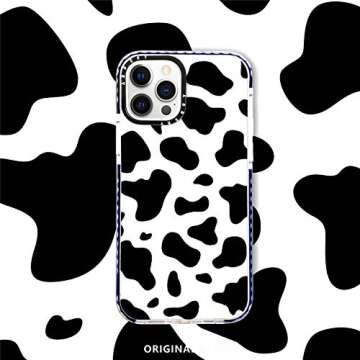 Abbery Designed for iPhone 12/iPhone 12 Pro Case Cow, Cute Clear with Cow Print Pattern Design Soft Silicone TPU Sturdy Shockproof Protective Woman Girls Aesthetic Phone Case Cover