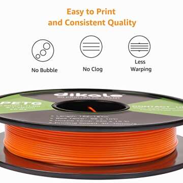 Dikale PETG 3D Printer Filament Bundle with 10 Vibrant Colors