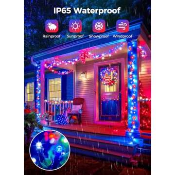Minetom Red White Blue Lights, 2Pack Total 200 LED 80FT 4th of July Patriotic Lights 8 Modes, Waterproof Solar String Lights Outdoor,Solar String Lights for Outside Independence Day Memorial Day Decor