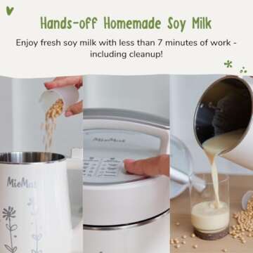 MioMat The Soy Milk Maker | Make 43 oz of Homemade Soy Milk With Less Than 7 Minutes of Work | Dedicated Soy Milk Program that Works Both With Dry and Soaked Soybeans | 304 Stainless Steel Interior