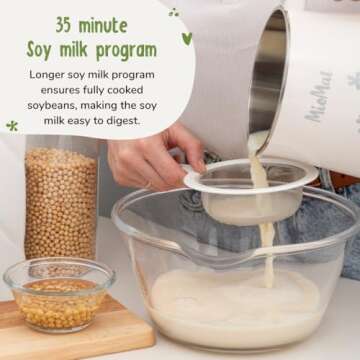 MioMat The Soy Milk Maker | Make 43 oz of Homemade Soy Milk With Less Than 7 Minutes of Work | Dedicated Soy Milk Program that Works Both With Dry and Soaked Soybeans | 304 Stainless Steel Interior