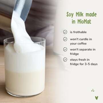 MioMat The Soy Milk Maker | Make 43 oz of Homemade Soy Milk With Less Than 7 Minutes of Work | Dedicated Soy Milk Program that Works Both With Dry and Soaked Soybeans | 304 Stainless Steel Interior