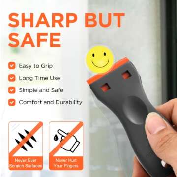 HELEMAN Plastic Razor Blades Scraper Tool - 2 Pack with 100 Blades for Safe Cleaning Solutions