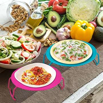 RMISODO 2 Pieces 3 in 1 Microwave Plate Stacker Plastic Multi-functional Microwave Rack Tray with Handle Cooking Equipment Accessories