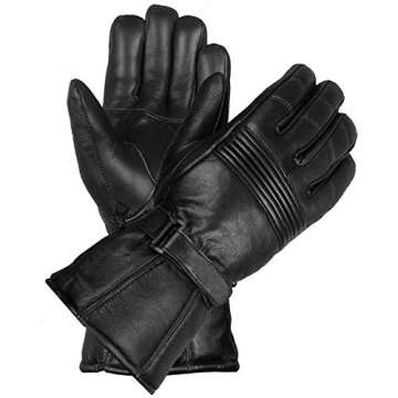 Jackets 4 Bikes Winter Motorcycle Gloves, Premium Biker Sheep Leather Thinsulate Warm Cold Weather Water Resistance Windproof Gauntlet for Men and Women Black M