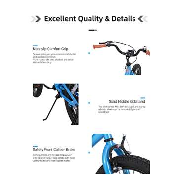 JOYSTAR 18 Inch Kids Bike for Age 5-8 Girls Boys Bikes 5 6 7 8 9 Years Old Unisex BMX Style Children Bicycles with Kickstand Birthday Gift Blue
