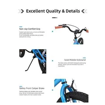 JOYSTAR 18 Inch Kids Bike for Age 5-8 Girls Boys Bikes 5 6 7 8 9 Years Old Unisex BMX Style Children Bicycles with Kickstand Birthday Gift Blue