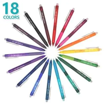 Lineon Erasable Gel Pens, 18 Colors Retractable Fine Point Erasable Pens Clicker, Assorted Color Inks, Make Mistakes Disappear for Drawing Writing Planner and Crossword Puzzles
