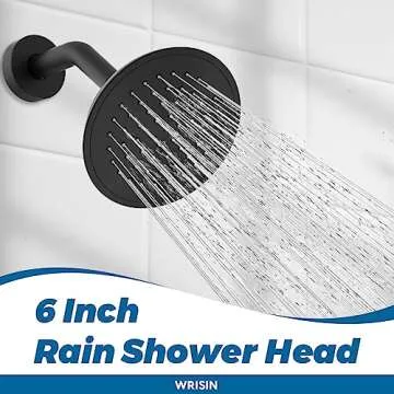 WRISIN Black Shower Faucet Set with Tub Spout, Black Shower Head and Handle Set, Bathtub Faucet Set with 6 Inch High-Pressure Rain Showerhead