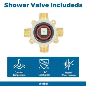 WRISIN Black Shower Faucet Set with Tub Spout, Black Shower Head and Handle Set, Bathtub Faucet Set with 6 Inch High-Pressure Rain Showerhead